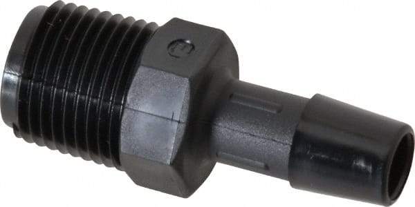 Made in USA - 3/8" Barb, 3/8, Nylon Single Barbed Tube Adapter - Black, Male - Apex Tool & Supply