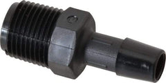 Made in USA - 3/8" Barb, 3/8, Nylon Single Barbed Tube Adapter - Black, Male - Apex Tool & Supply