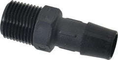 Made in USA - 1/2" Barb, 1/2, Nylon Single Barbed Tube Adapter - Black, Male - Apex Tool & Supply