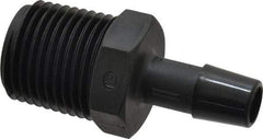 Made in USA - 3/8" Barb, 3/8, Nylon Single Barbed Tube Adapter - Black, Male - Apex Tool & Supply