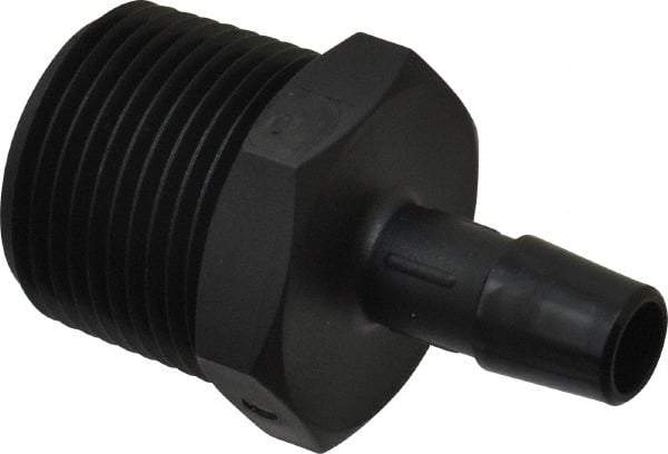Made in USA - 3/8" Barb, 3/8, Nylon Single Barbed Tube Adapter - Black, Male - Apex Tool & Supply