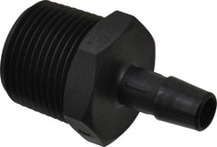Made in USA - 3/8" Barb, 3/8, Nylon Single Barbed Tube Adapter - Black, Male - Apex Tool & Supply