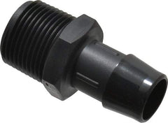Made in USA - 3/4" Barb, 3/4, Nylon Single Barbed Tube Adapter - Black, Male - Apex Tool & Supply