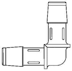 Made in USA - 1/8" Barb, Polypropylene Single Barbed Tube Elbow - Natural - Apex Tool & Supply