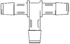 Made in USA - 5/8" Barb, Polypropylene Single Barbed Tube Tee - Natural - Apex Tool & Supply