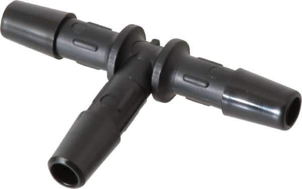 Made in USA - 1/4" Barb, Nylon Single Barbed Tube Tee - Black - Apex Tool & Supply