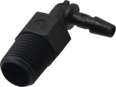 Made in USA - 1/8" Barb, 1/8, Nylon Single Barbed Tube Elbow - Black, Male - Apex Tool & Supply