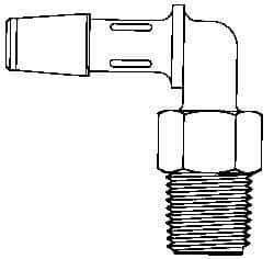 Made in USA - 1/2" Barb, 1/2, Polypropylene Single Barbed Tube Elbow - White, Male - Apex Tool & Supply