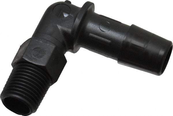 Made in USA - 3/8" Barb, 3/8, Nylon Single Barbed Tube Elbow - Black, Male - Apex Tool & Supply