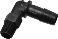 Made in USA - 3/8" Barb, 3/8, Nylon Single Barbed Tube Elbow - Black, Male - Apex Tool & Supply