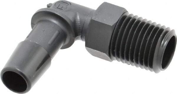 Made in USA - 3/8" Barb, 3/8, Nylon Single Barbed Tube Elbow - Black, Male - Apex Tool & Supply