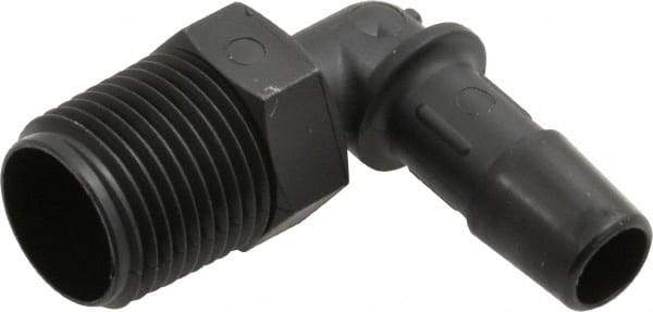 Made in USA - 3/8" Barb, 3/8, Nylon Single Barbed Tube Elbow - Black, Male - Apex Tool & Supply