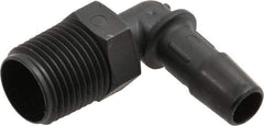 Made in USA - 3/8" Barb, 3/8, Nylon Single Barbed Tube Elbow - Black, Male - Apex Tool & Supply