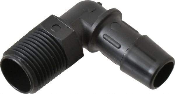 Made in USA - 1/2" Barb, 1/2, Nylon Single Barbed Tube Elbow - Black, Male - Apex Tool & Supply