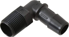 Made in USA - 1/2" Barb, 1/2, Nylon Single Barbed Tube Elbow - Black, Male - Apex Tool & Supply