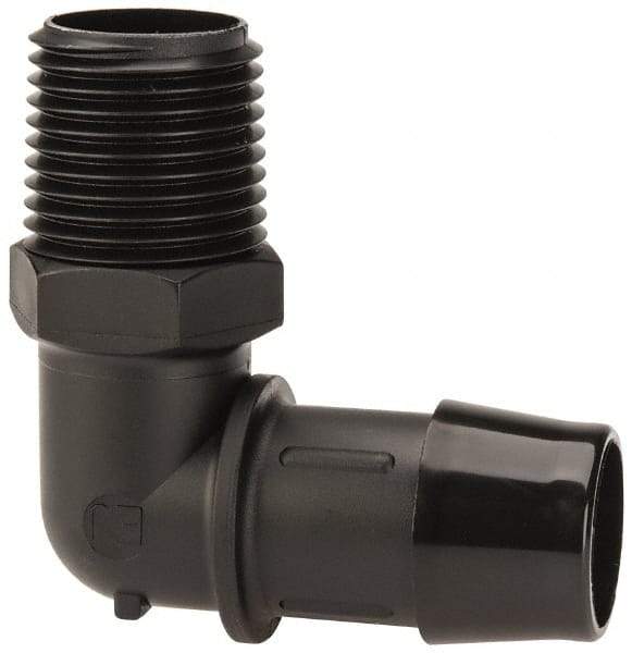 Made in USA - 3/4" Barb, 3/4, Nylon Single Barbed Tube Elbow - Black, Male - Apex Tool & Supply