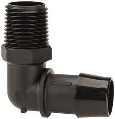 Made in USA - 3/4" Barb, 3/4, Nylon Single Barbed Tube Elbow - Black, Male - Apex Tool & Supply