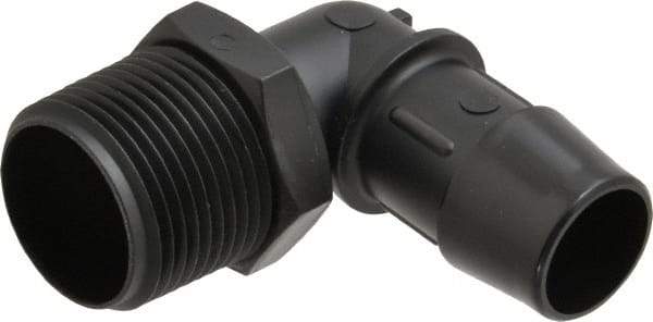 Made in USA - 3/4" Barb, 3/4, Nylon Single Barbed Tube Elbow - Black, Male - Apex Tool & Supply