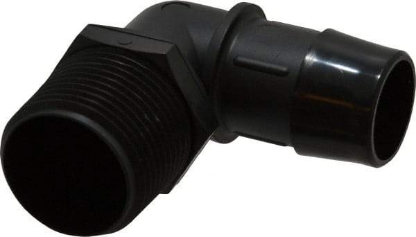 Made in USA - 1" Barb, 1, Nylon Single Barbed Tube Elbow - Black, Male - Apex Tool & Supply