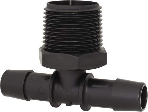 Made in USA - 1/2" Barb, 1/2, Nylon Single Barbed Tube Branch Tee - Black, Male - Apex Tool & Supply
