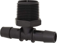 Made in USA - 1/2" Barb, 1/2, Nylon Single Barbed Tube Branch Tee - Black, Male - Apex Tool & Supply