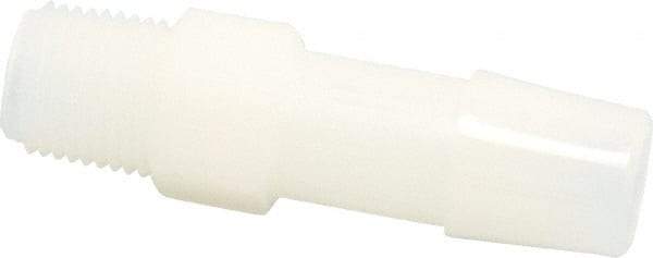 Made in USA - 3/8" Barb, 3/8, Nylon Single Barbed Tube Adapter - Natural, Male - Apex Tool & Supply