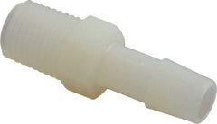 Made in USA - 3/8" Barb, 3/8, Nylon Single Barbed Tube Adapter - Natural, Male - Apex Tool & Supply