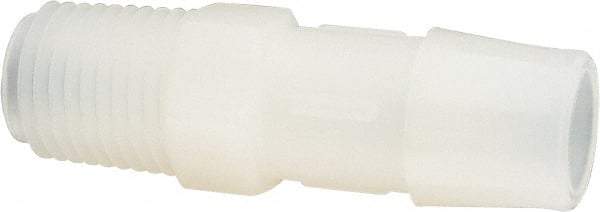 Made in USA - 1/2" Barb, 1/2, Nylon Single Barbed Tube Adapter - Natural, Male - Apex Tool & Supply
