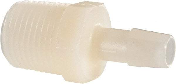 Made in USA - 3/8" Barb, 3/8, Nylon Single Barbed Tube Adapter - Natural, Male - Apex Tool & Supply