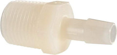 Made in USA - 3/8" Barb, 3/8, Nylon Single Barbed Tube Adapter - Natural, Male - Apex Tool & Supply