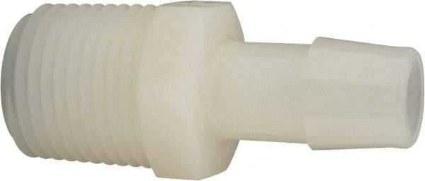 Made in USA - 1/2" Barb, 1/2, Nylon Single Barbed Tube Adapter - Natural, Male - Apex Tool & Supply