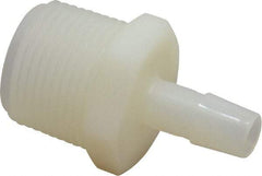 Made in USA - 3/8" Barb, 3/8, Nylon Single Barbed Tube Adapter - Natural, Male - Apex Tool & Supply