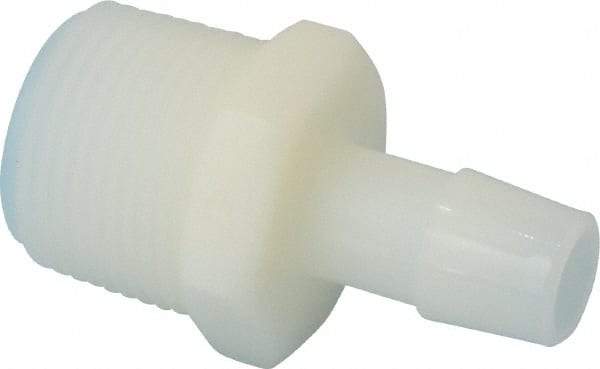 Made in USA - 1/2" Barb, 1/2, Nylon Single Barbed Tube Adapter - Natural, Male - Apex Tool & Supply