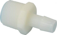 Made in USA - 1/2" Barb, 1/2, Nylon Single Barbed Tube Adapter - Natural, Male - Apex Tool & Supply