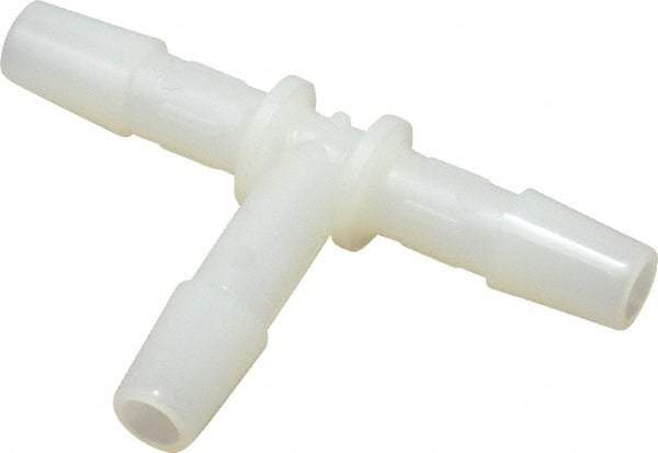 Made in USA - 1/4" Barb, Nylon Single Barbed Tube Tee - Natural - Apex Tool & Supply