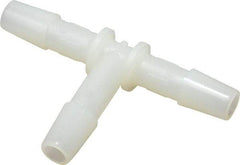 Made in USA - 1/4" Barb, Nylon Single Barbed Tube Tee - Natural - Apex Tool & Supply