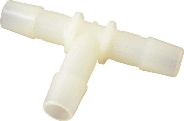 Made in USA - 3/8" Barb, Nylon Single Barbed Tube Tee - Natural - Apex Tool & Supply