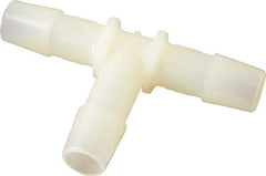 Made in USA - 3/8" Barb, Nylon Single Barbed Tube Tee - Natural - Apex Tool & Supply