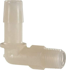 Made in USA - 3/8" Barb, 3/8, Nylon Single Barbed Tube Elbow - Natural, Male - Apex Tool & Supply
