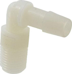 Made in USA - 3/8" Barb, 3/8, Nylon Single Barbed Tube Elbow - Natural, Male - Apex Tool & Supply