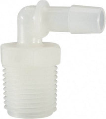 Made in USA - 3/8" Barb, 3/8, Nylon Single Barbed Tube Elbow - Natural, Male - Apex Tool & Supply