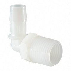 Made in USA - 1/2" Barb, 1/2, Nylon Single Barbed Tube Elbow - Natural, Male - Apex Tool & Supply