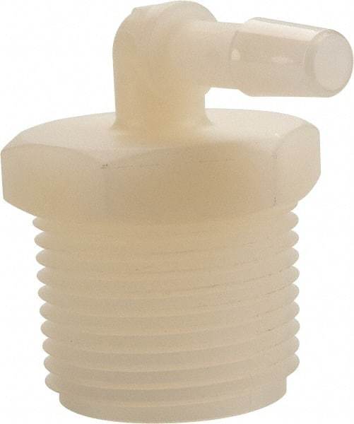 Made in USA - 1/4" Barb, 1/4, Nylon Single Barbed Tube Elbow - Natural, Male - Apex Tool & Supply