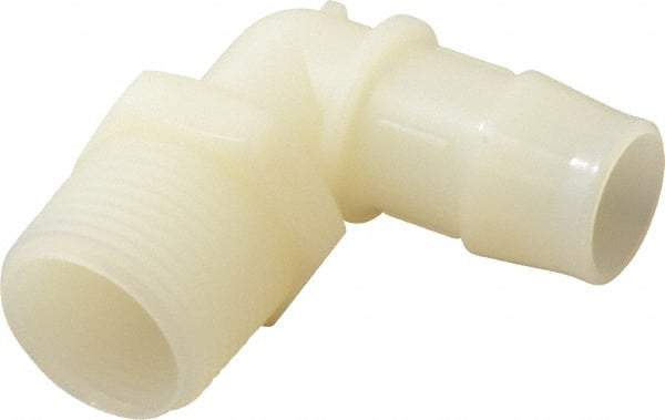Made in USA - 3/4" Barb, 3/4, Nylon Single Barbed Tube Elbow - Natural, Male - Apex Tool & Supply