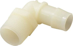 Made in USA - 3/4" Barb, 3/4, Nylon Single Barbed Tube Elbow - Natural, Male - Apex Tool & Supply