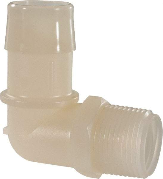 Made in USA - 1" Barb, 1, Nylon Single Barbed Tube Elbow - Natural, Male - Apex Tool & Supply