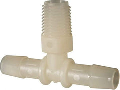 Made in USA - 3/8" Barb, 3/8, Nylon Single Barbed Tube Branch Tee - Natural, Male - Apex Tool & Supply