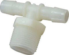 Made in USA - 1/2" Barb, 1/2, Nylon Single Barbed Tube Branch Tee - Natural, Male - Apex Tool & Supply