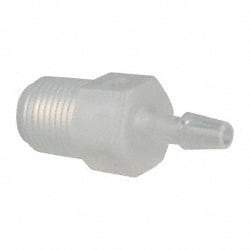 Made in USA - 1/8" Barb, 1/8, Polypropylene Single Barbed Tube Adapter - Natural, Male - Apex Tool & Supply