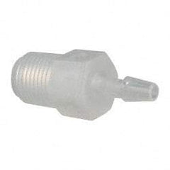 Made in USA - 1/8" Barb, 1/8, Polypropylene Single Barbed Tube Adapter - Natural, Male - Apex Tool & Supply